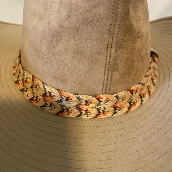 Vintage 1970s Resistol Ranchman Camel Brown Suede Western Hat with Woven Band - Picture 3 of 6
